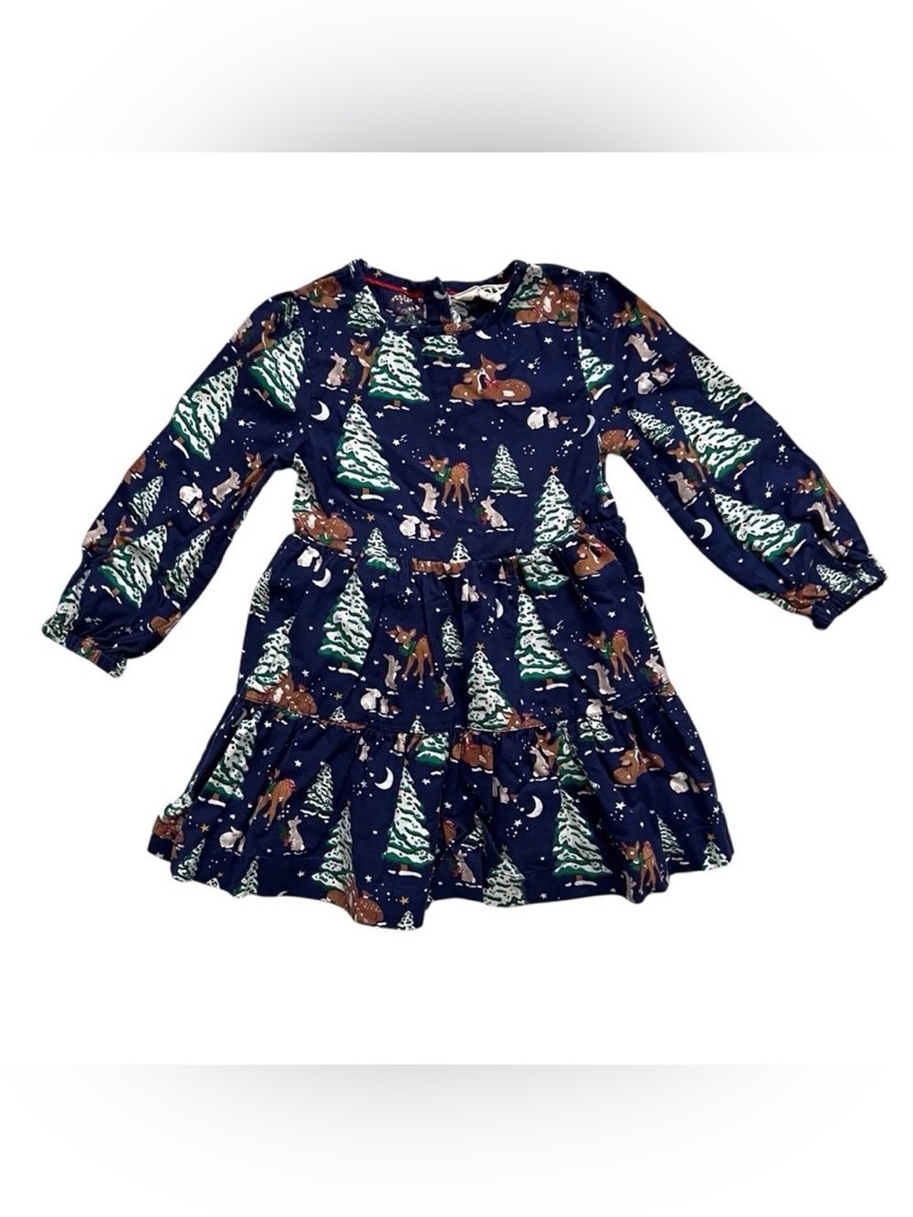 Mini Boden Navy Dress with Festive Print SIZE 7-8